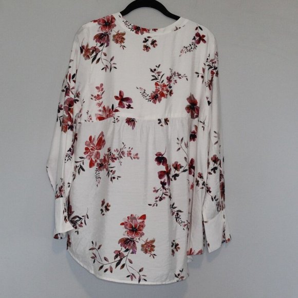 J. Jill Floral Tunic Pullover Top Ivory Red Women's Size Medium H10277 - Picture 7 of 9